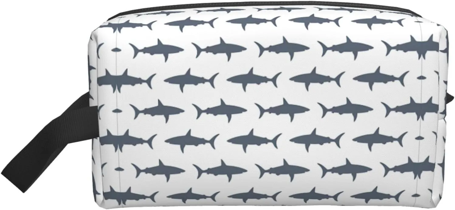 Fish And Shark Print Travel Toiletry Organizer Bag, Cosmetic & Storage Pouch For Travel And Daily Use