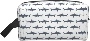 Fish And Shark Print Travel Toiletry Organizer Bag, Cosmetic & Storage Pouch For Travel And Daily Use