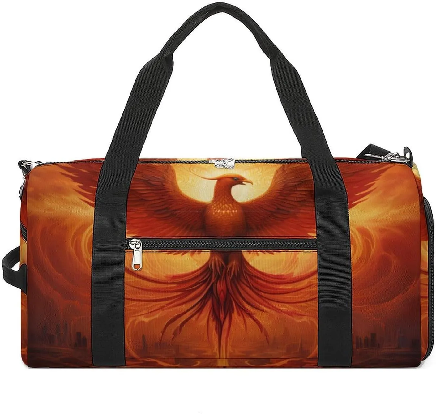 Flaming Phoenix Bird Travel Duffle Bag Large Capacity Gym Bag Weekender Overnight Bags Carry on Tote Bag