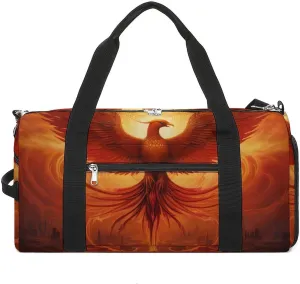 Flaming Phoenix Bird Travel Duffle Bag Large Capacity Gym Bag Weekender Overnight Bags Carry on Tote Bag