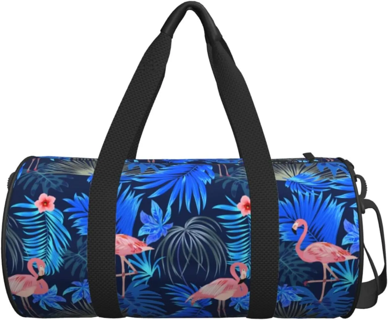 Flamingo Leaves Monstera Tropical Round Travel Duffel Bag Large Capacity Gym Sports Bags for Hiking Vacation Trips