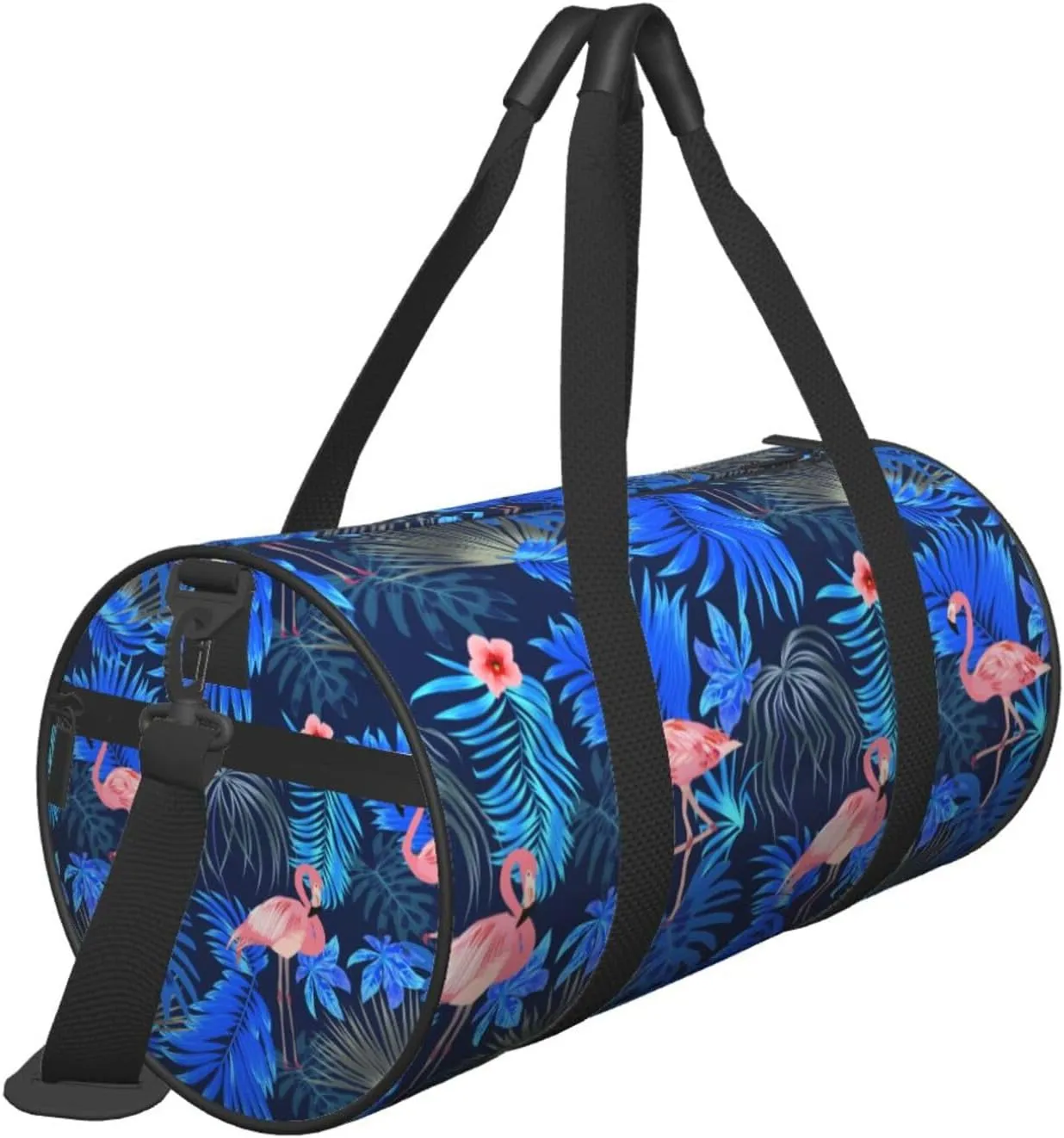 Flamingo Leaves Monstera Tropical Round Travel Duffel Bag Large Capacity Gym Sports Bags for Hiking Vacation Trips