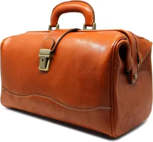 Floto Ciabatta Italian Leather Doctor Bag Handbag Carryon (Olive (Honey) Brown)