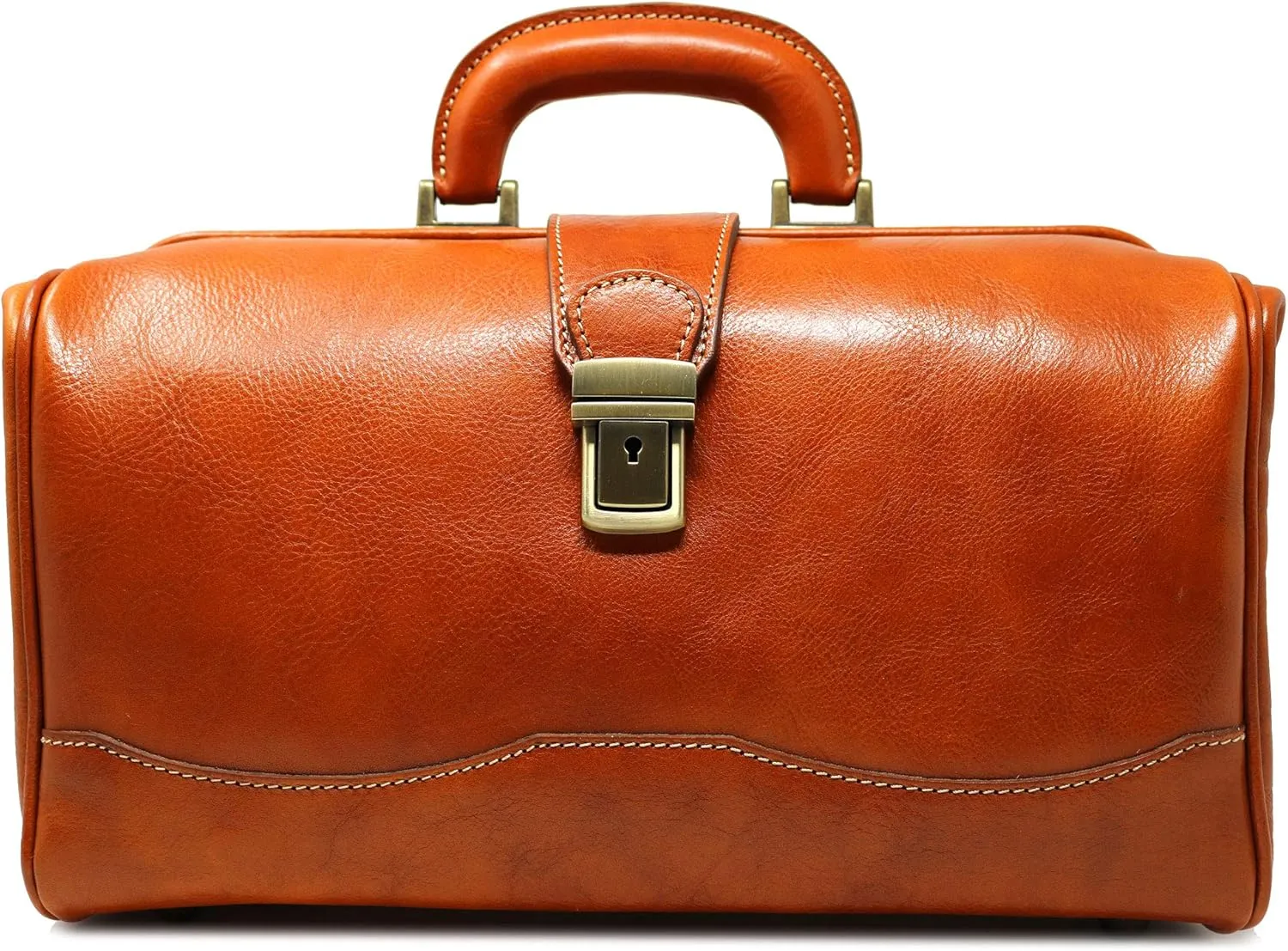 Floto Ciabatta Italian Leather Doctor Bag Handbag Carryon (Olive (Honey) Brown)