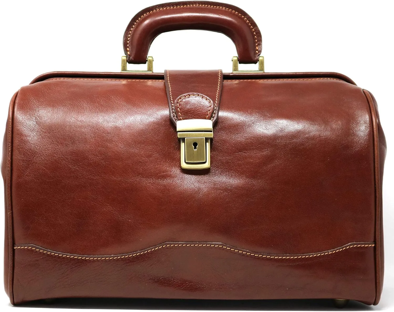 Floto Luggage Italian Ciabatta Doctor Handbag, Vecchio Brown, Small