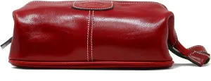 Floto Venezia Dopp Kit in Brown Full Grain Leather (Tuscan Red)