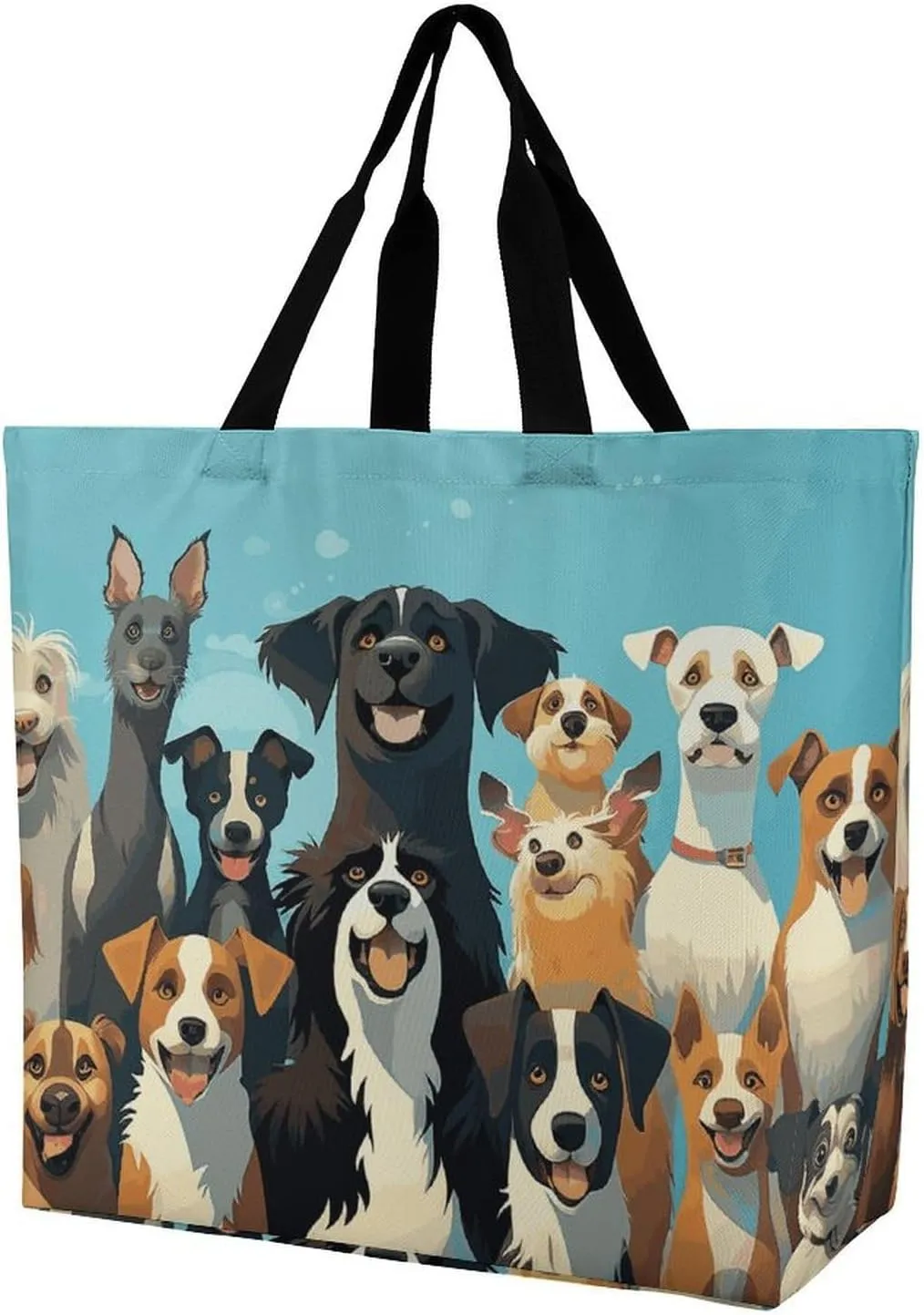 Flowers And Horses Hand Drawn Tote Bag for Women Reusable Grocery Shoulder Bag Shopping Bags for Travel, Groceries