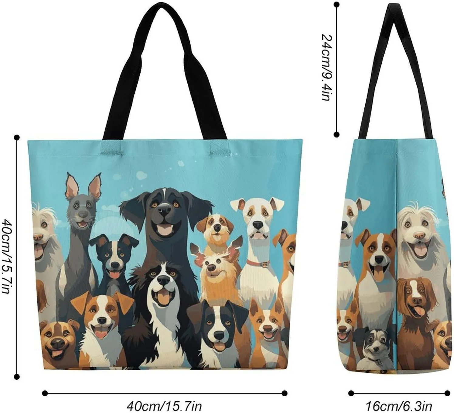 Flowers And Horses Hand Drawn Tote Bag for Women Reusable Grocery Shoulder Bag Shopping Bags for Travel, Groceries