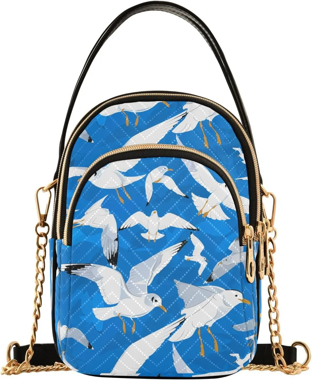 Flying Seagull Flock Multi Pockets Crossbody Bags for Women Zip Cell Phone Purse Wallet Bag with Detachable Shoulder Strap Cross Body Handbag for Girls Women Trendy Gift Shopping Working Traveling