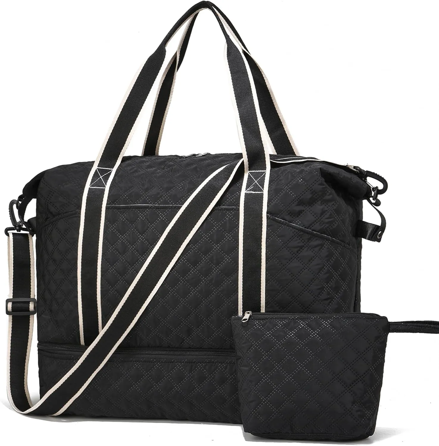 Foldie Travel Bag Expandable Weekender Bags for Women, Large Carry On Bag with USB Port, Overnight Bag with Shoes Compartment
