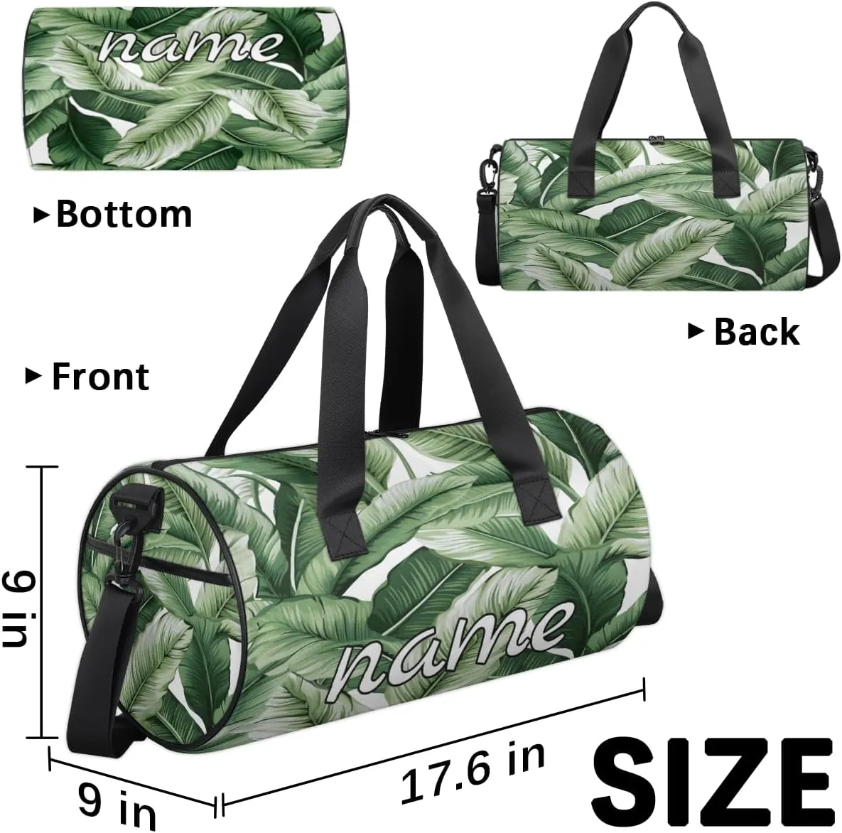 Forest Palm Tree Leaves Custom Duffel Bags Weekender Bags Custom Sport Duffel Bag Carry on Overnight Weekender Bag