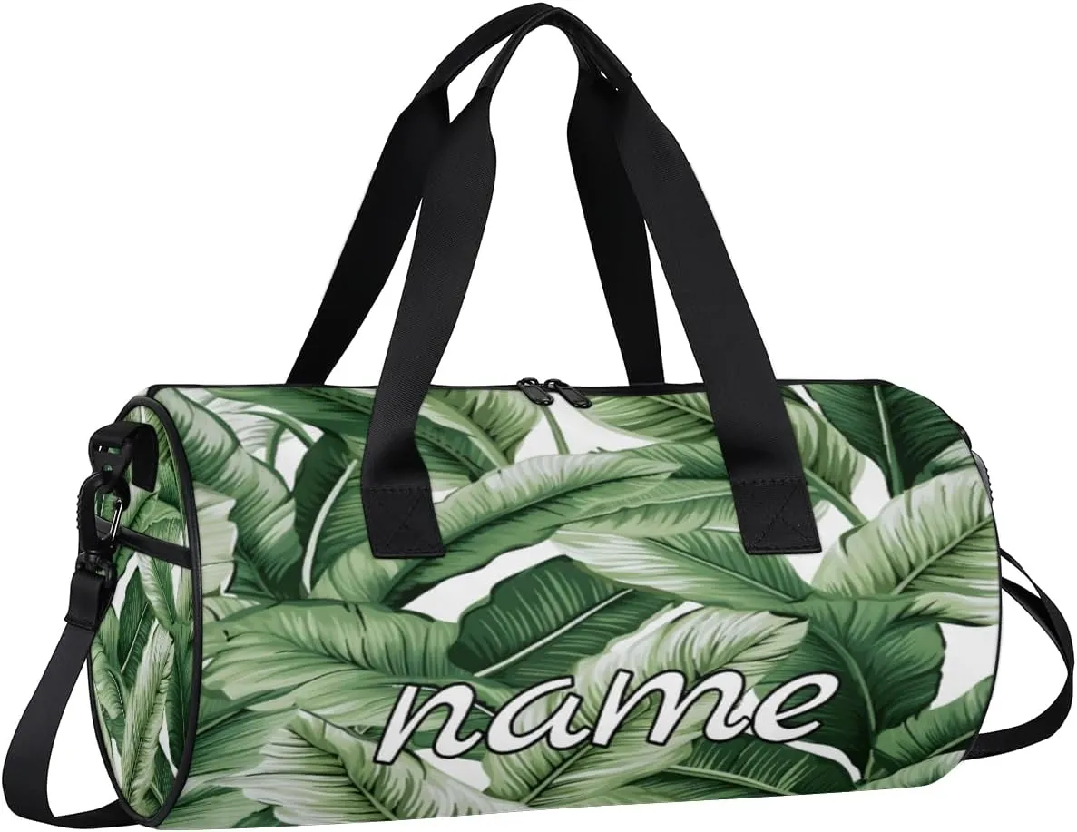 Forest Palm Tree Leaves Custom Duffel Bags Weekender Bags Custom Sport Duffel Bag Carry on Overnight Weekender Bag