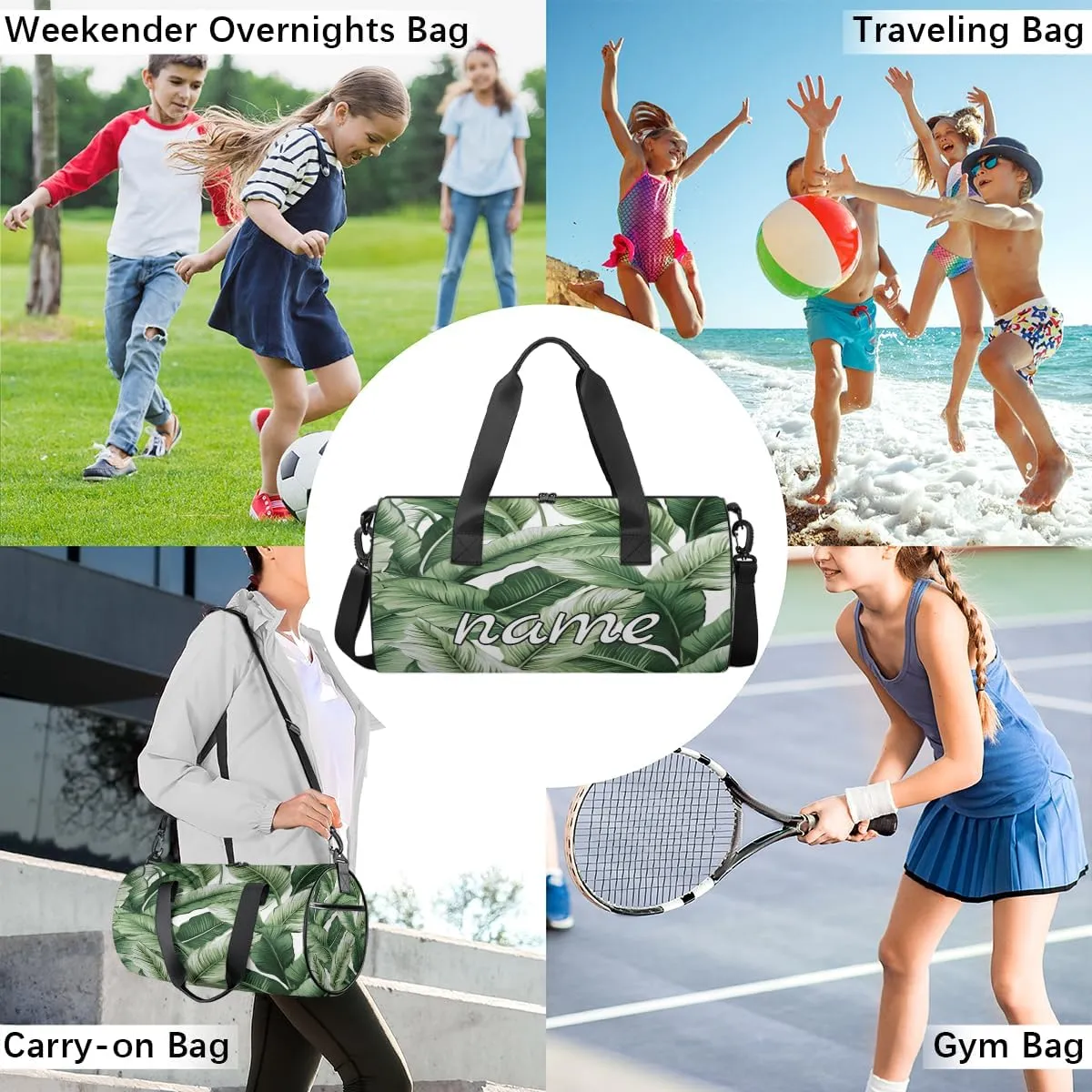 Forest Palm Tree Leaves Custom Duffel Bags Weekender Bags Custom Sport Duffel Bag Carry on Overnight Weekender Bag