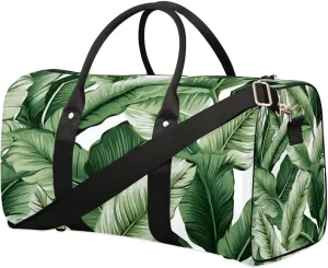 Forest Palm Tree Leaves Travel Duffel Bag for Women Men Waterproof Foldable Overnight Weekender Bag Large Capacity Sports Gym Bag