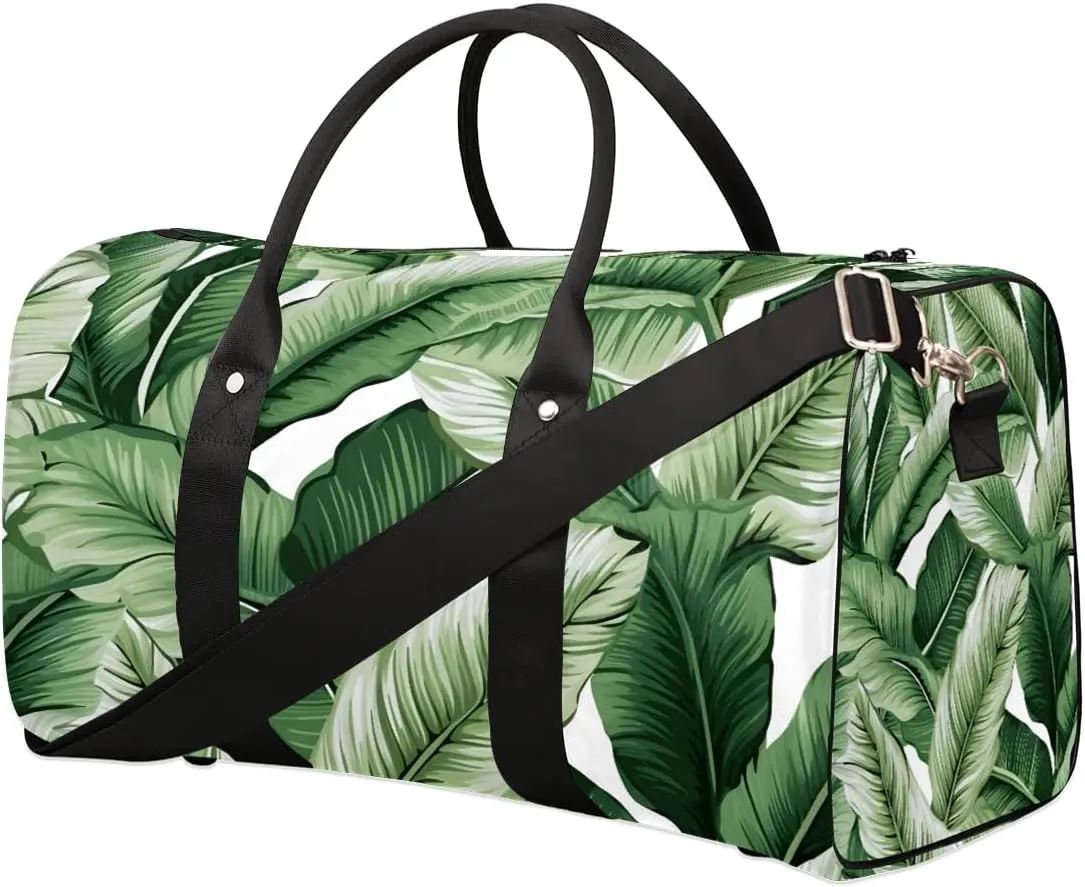 Forest Palm Tree Leaves Travel Duffel Bag for Women Men Waterproof Foldable Overnight Weekender Bag Large Capacity Sports Gym Bag