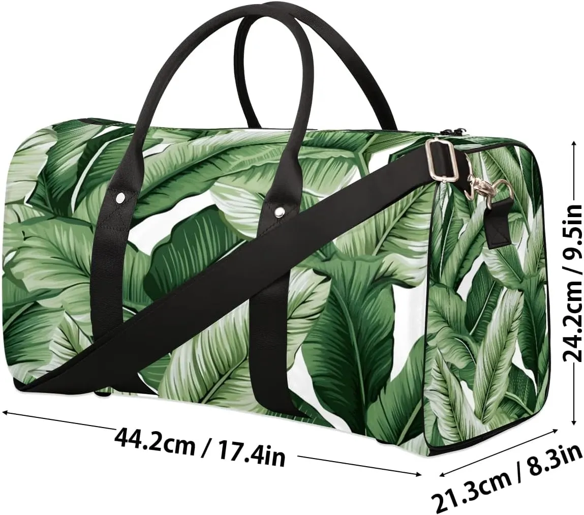 Forest Palm Tree Leaves Travel Duffel Bag for Women Men Waterproof Foldable Overnight Weekender Bag Large Capacity Sports Gym Bag