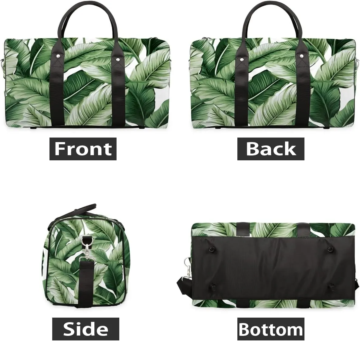 Forest Palm Tree Leaves Travel Duffel Bag for Women Men Waterproof Foldable Overnight Weekender Bag Large Capacity Sports Gym Bag