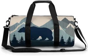 Forests Landscape Bears Mountains Lumbar Print Gym Sport Bag Travel Duffel Bags Weekender Carry on Tote Bags for Women Men