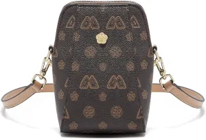 FOXLOVER Mini PVC Crossbody Bags for Women Small Vertical Cell Phone Purses Lightweight Vintage Vegan Leather