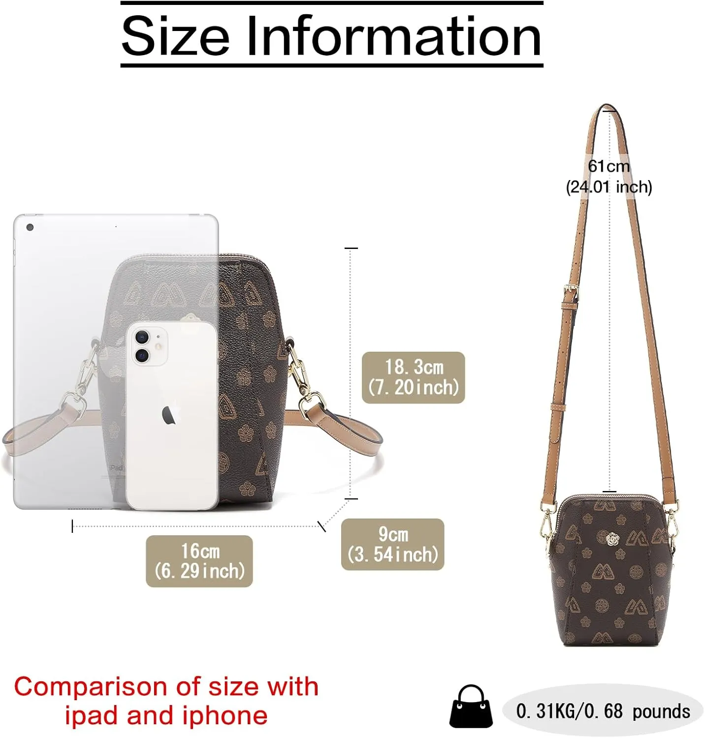 FOXLOVER Mini PVC Crossbody Bags for Women Small Vertical Cell Phone Purses Lightweight Vintage Vegan Leather