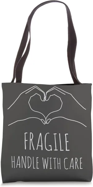 Fragile Handle With Care Love heart Tote Bag