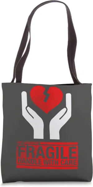 Fragile Handle With Care Love heart Tote Bag