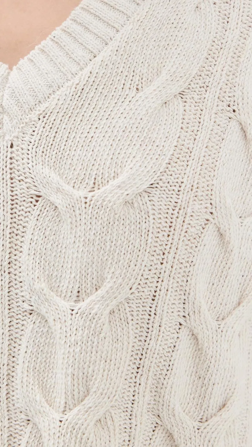 Free People Women's Washed Cable V Neck