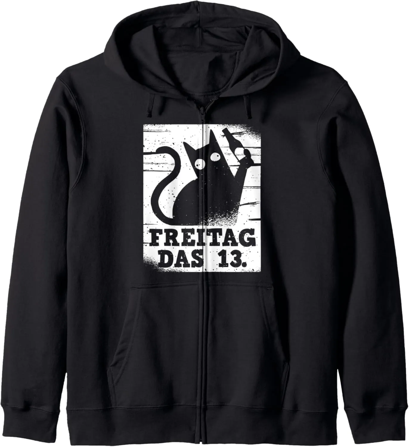 Freitag das 13th Beer Slogan für Party Drinker & Katzenfreunde Zip Hoodie
