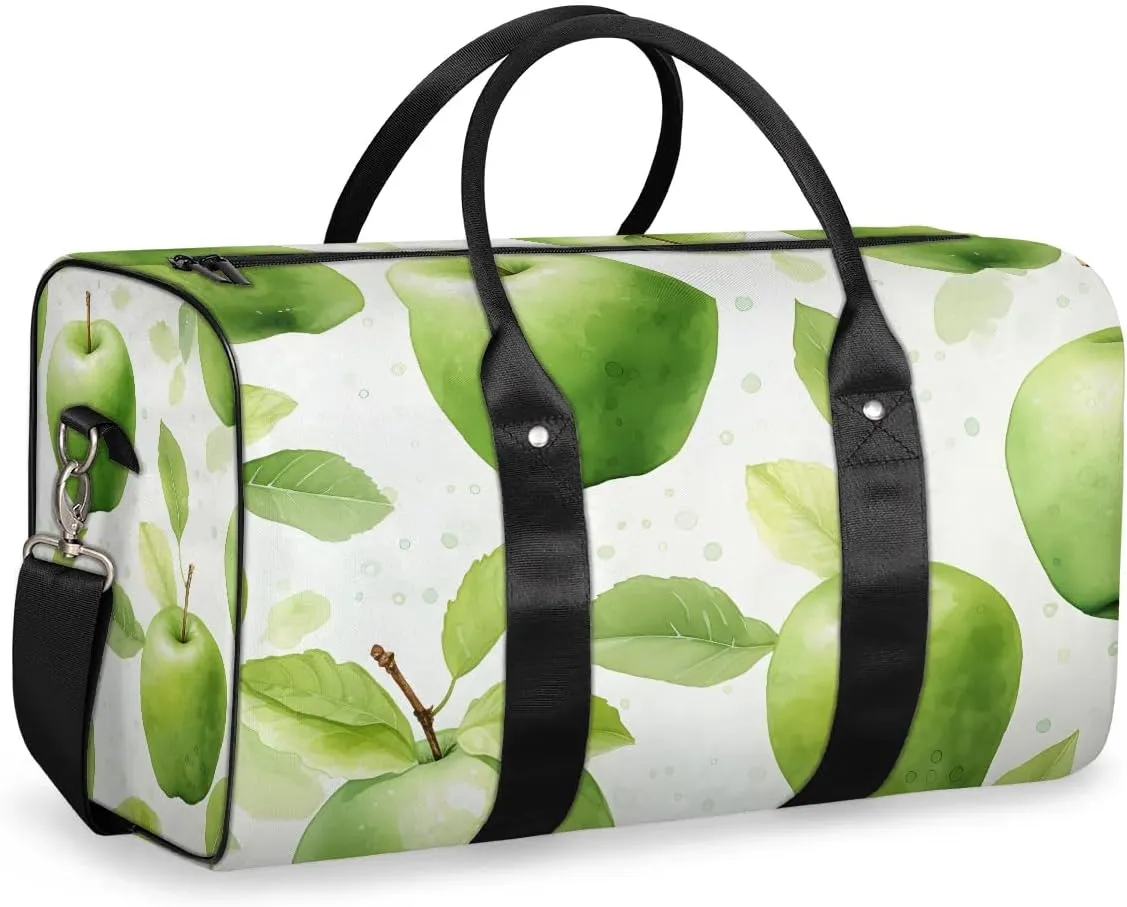 Fresh Apples Travel Duffel Bag for Women Men Waterproof Foldable Overnight Weekender Bag Large Capacity Sports Gym Bag