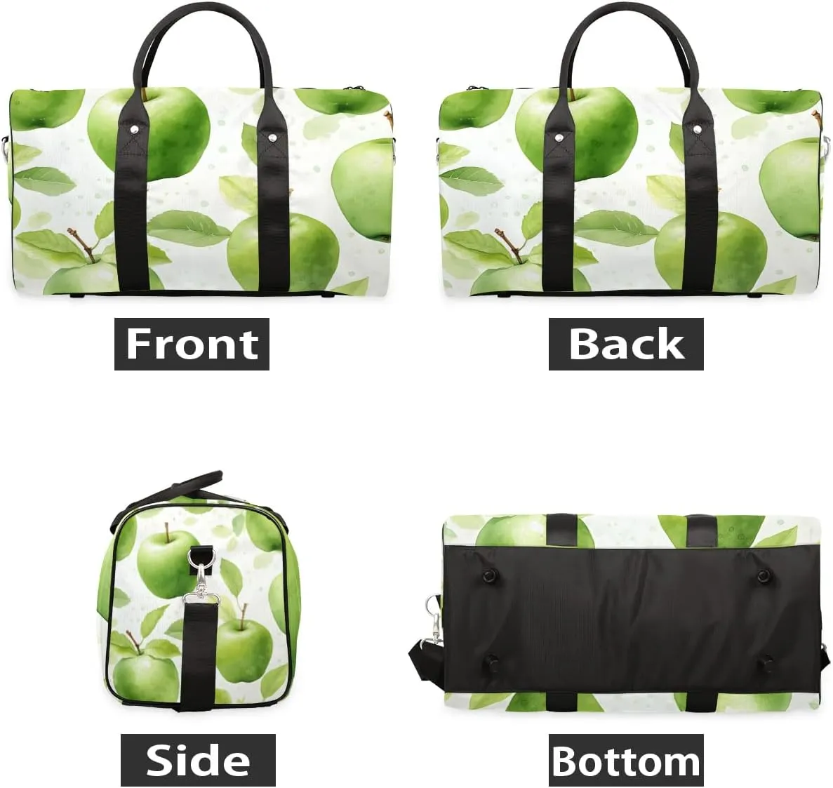 Fresh Apples Travel Duffel Bag for Women Men Waterproof Foldable Overnight Weekender Bag Large Capacity Sports Gym Bag