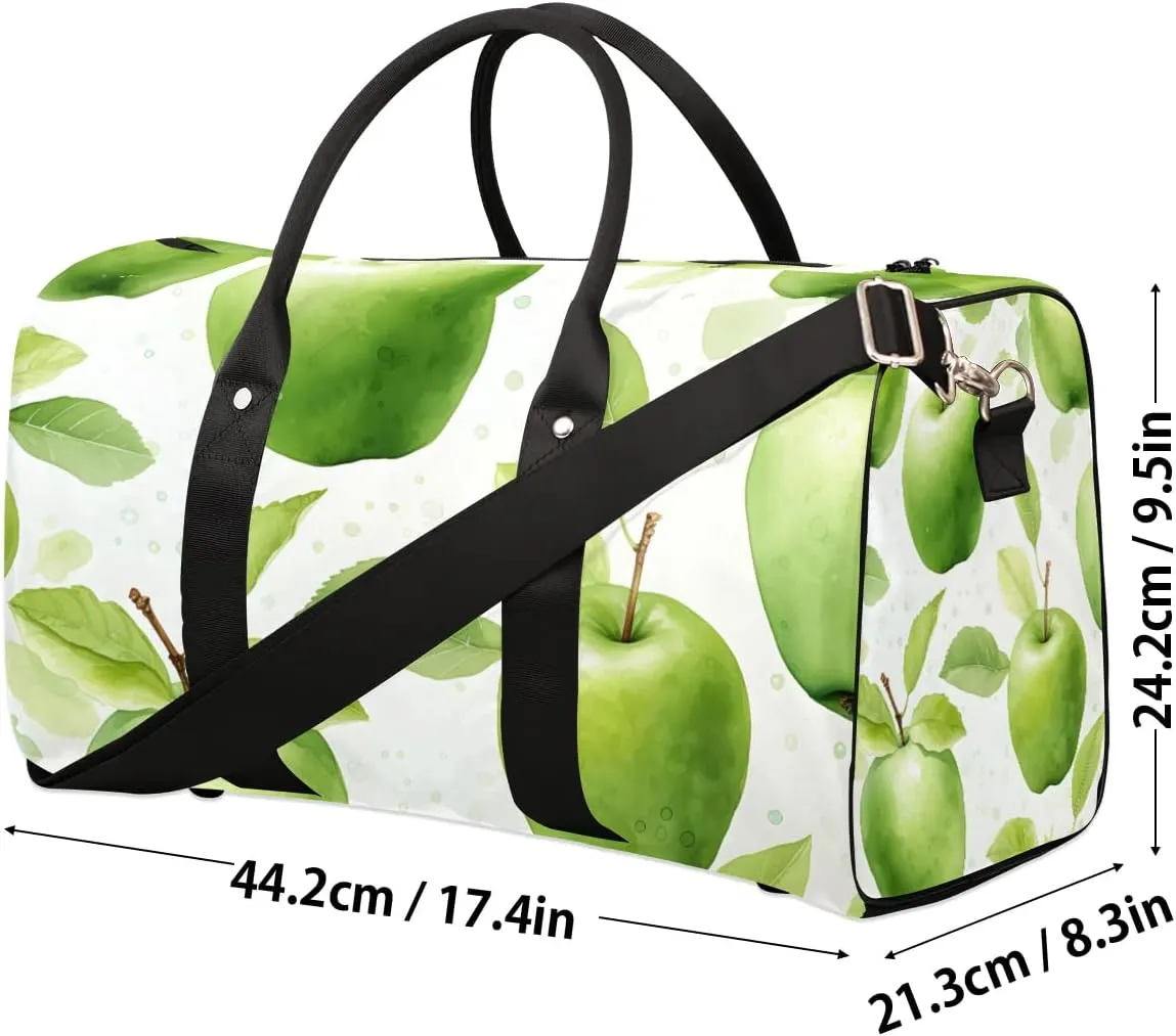 Fresh Apples Travel Duffel Bag for Women Men Waterproof Foldable Overnight Weekender Bag Large Capacity Sports Gym Bag