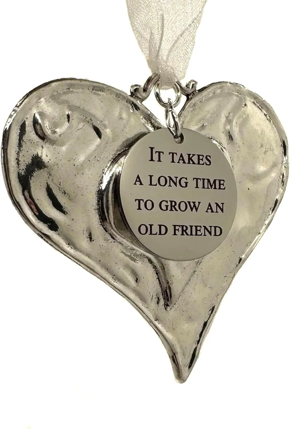 Friend Ornament – “It Takes a Long Time to Grow an Old Friend” Heart Ornament – Friendship Gift for Her, Christmas or Birthday Keepsake