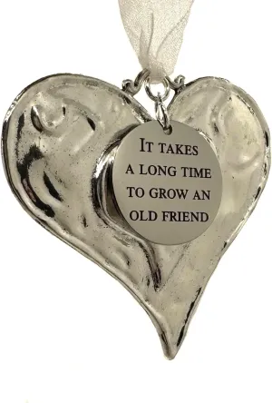 Friend Ornament – “It Takes a Long Time to Grow an Old Friend” Heart Ornament – Friendship Gift for Her, Christmas or Birthday Keepsake