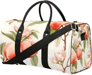 Fruit Peach Print Travel Duffel Bag for Women Men Waterproof Foldable Overnight Weekender Bag Large Capacity Sports Gym Bag