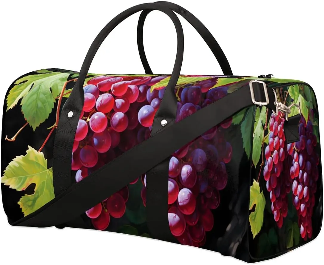 Fruits Grapes Travel Duffel Bag for Women Men Waterproof Foldable Overnight Weekender Bag Large Capacity Sports Gym Bag