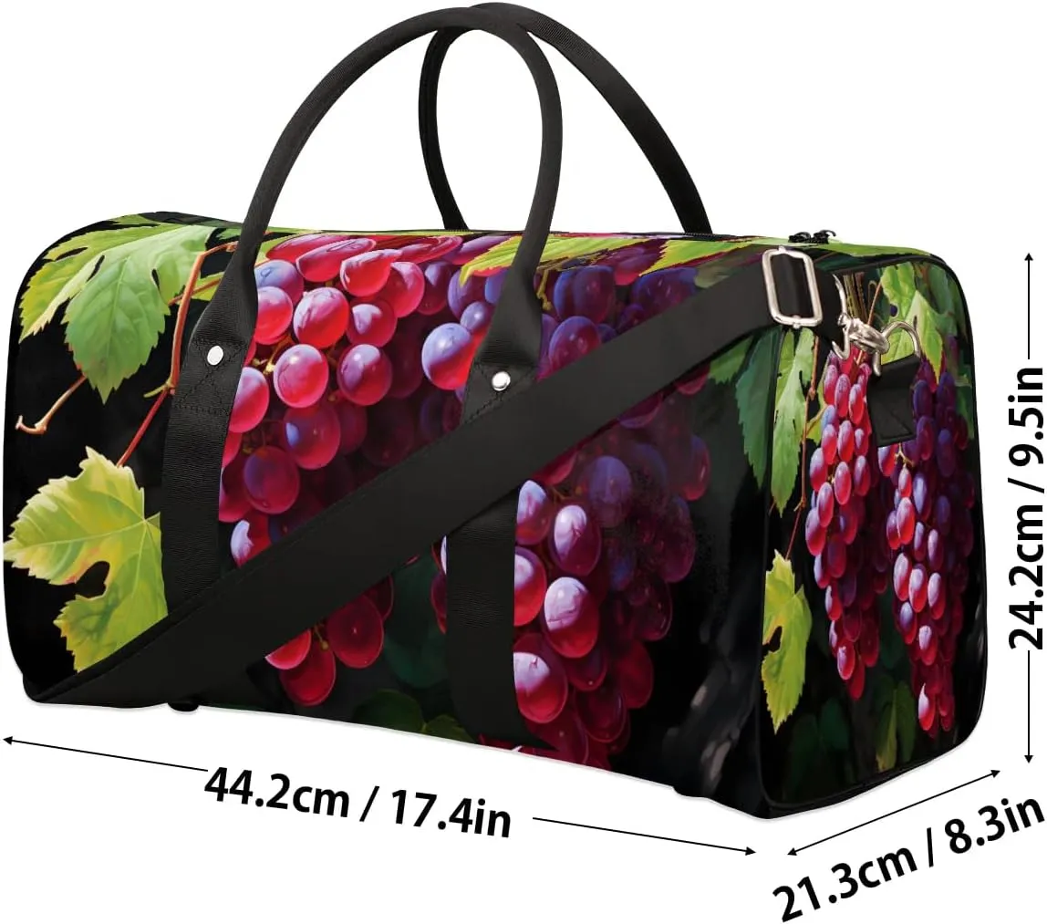Fruits Grapes Travel Duffel Bag for Women Men Waterproof Foldable Overnight Weekender Bag Large Capacity Sports Gym Bag