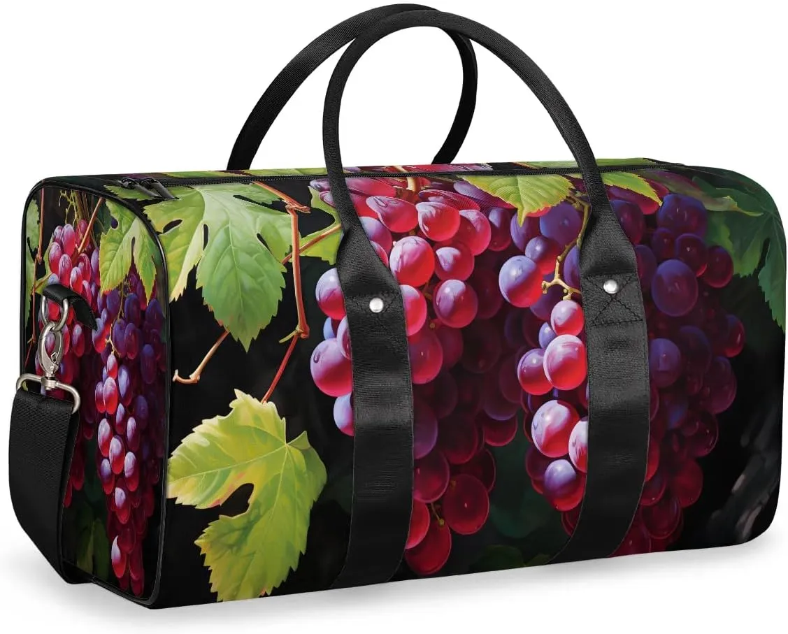 Fruits Grapes Travel Duffel Bag for Women Men Waterproof Foldable Overnight Weekender Bag Large Capacity Sports Gym Bag