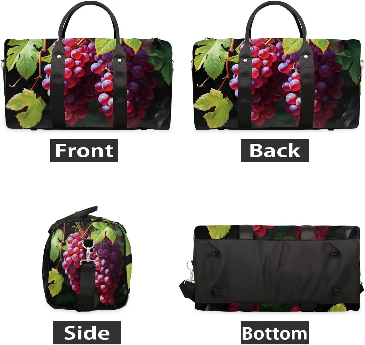 Fruits Grapes Travel Duffel Bag for Women Men Waterproof Foldable Overnight Weekender Bag Large Capacity Sports Gym Bag