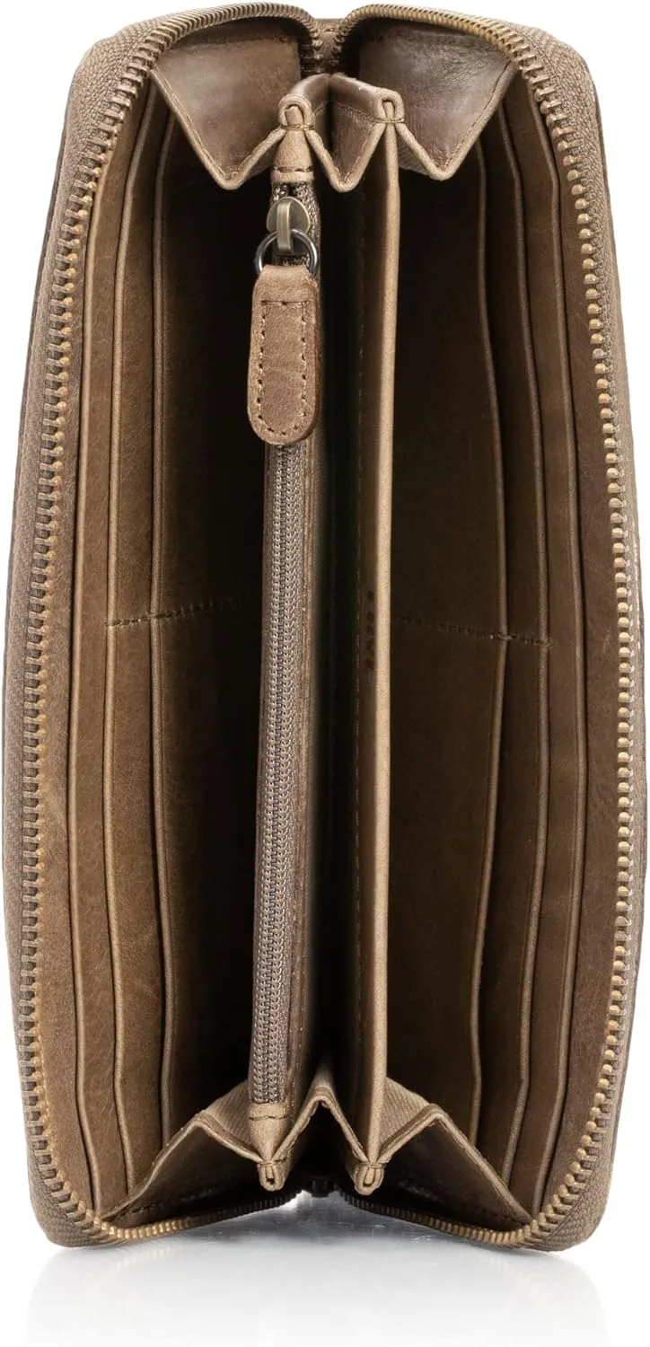 Frye Women's Melissa Zip Around Leather Wallet, Stylist Purse with Card Holder & Pockets