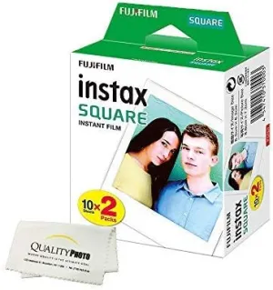 Fujifilm Instax Square Instant Film - 20 Exposures - for use with The Fujifilm instax Square Instant Camera   Quality Photo Microfiber Cloth