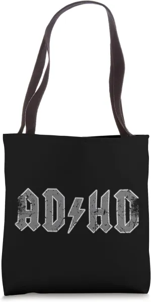 Funny ADHD Rock Band Logo Humorous Anxiety Autism Slogan Pun Tote Bag