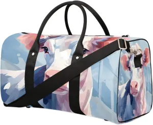 Funny Cattle Travel Duffel Bag for Women Men Waterproof Foldable Overnight Weekender Bag Large Capacity Sports Gym Bag