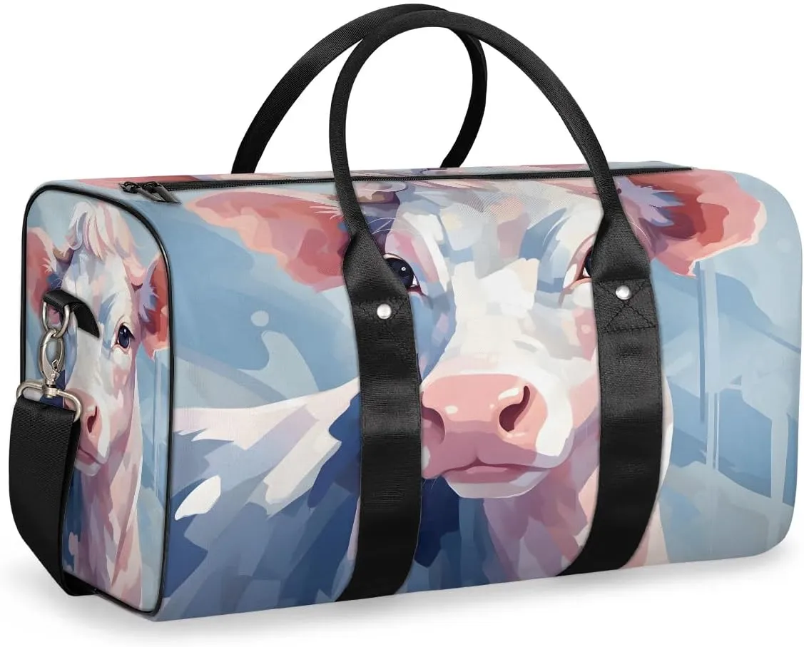 Funny Cattle Travel Duffel Bag for Women Men Waterproof Foldable Overnight Weekender Bag Large Capacity Sports Gym Bag