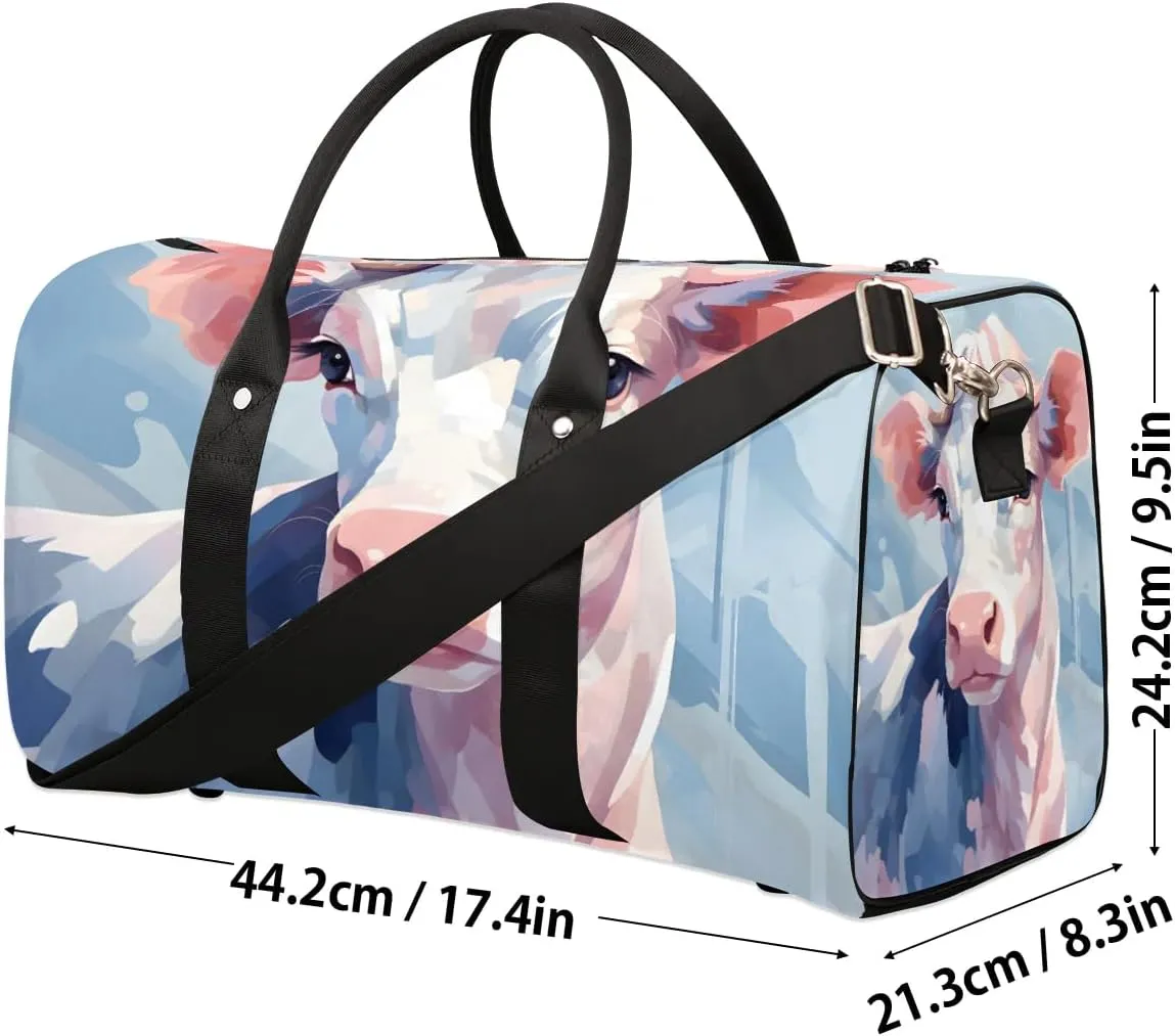 Funny Cattle Travel Duffel Bag for Women Men Waterproof Foldable Overnight Weekender Bag Large Capacity Sports Gym Bag
