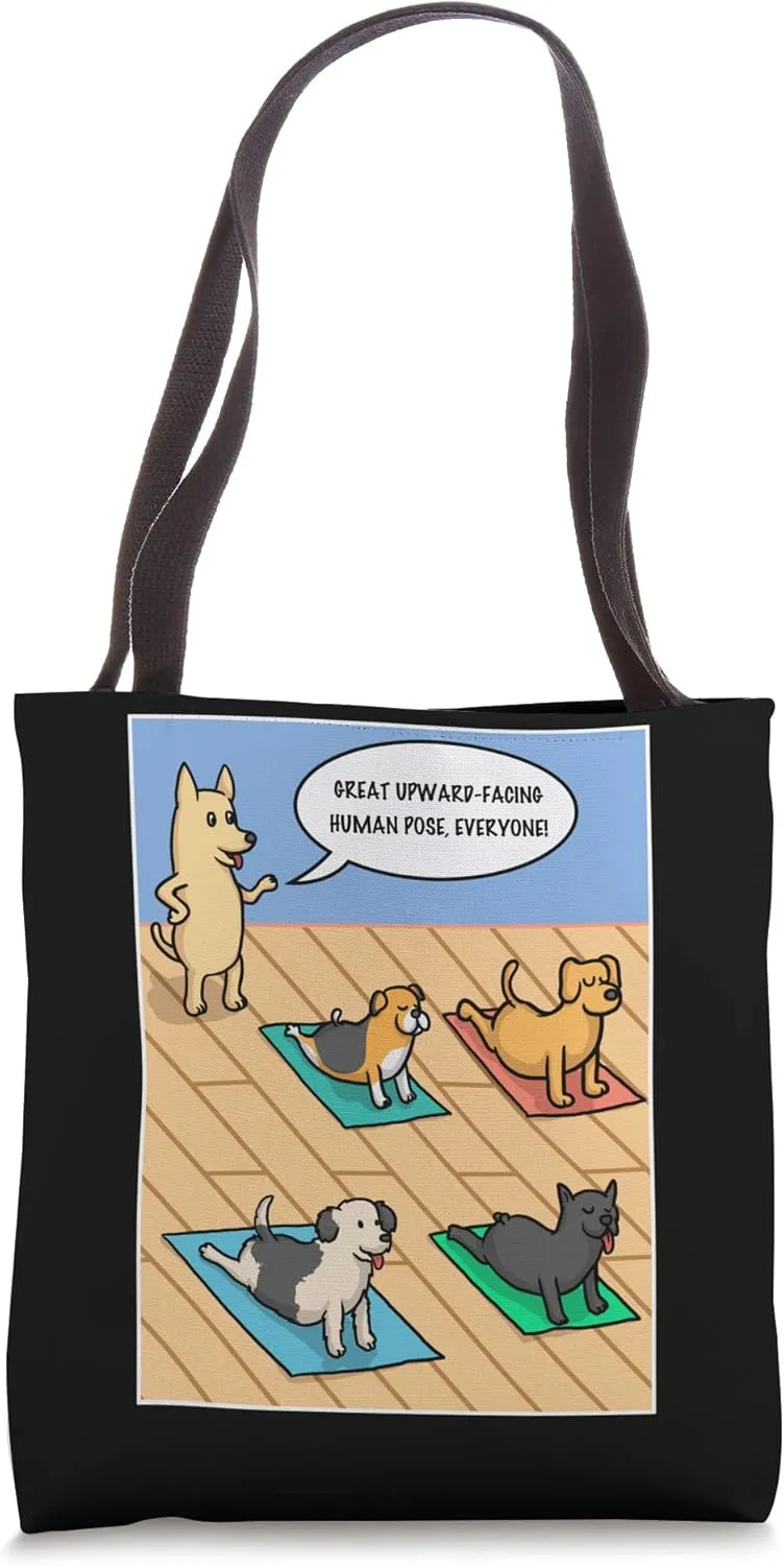 Funny Downward Dog - Dog Yoga Tote Bag