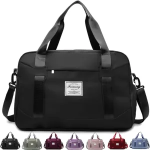 FUNSEED Large Carry-on Luggage, Travel Duffel Bags for Women and Men, 18.5×7.5×12.6 Personal Item Gym Bag (Black)