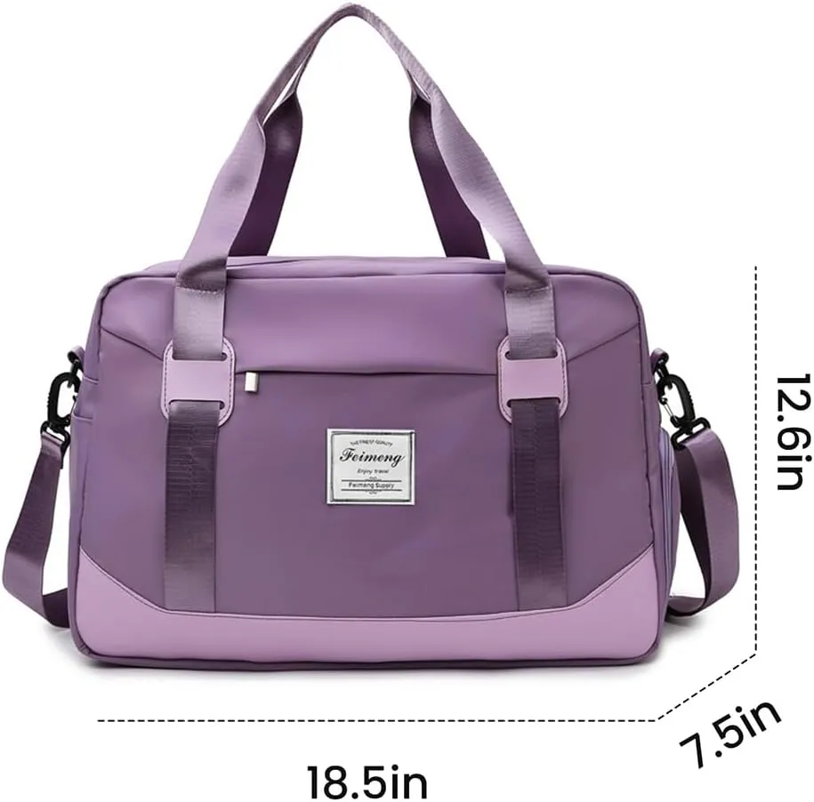 FUNSEED Large Carry-on Luggage, Travel Duffel Bags for Women and Men, 18.5×7.5×12.6 Personal Item Gym Bag (Purple)