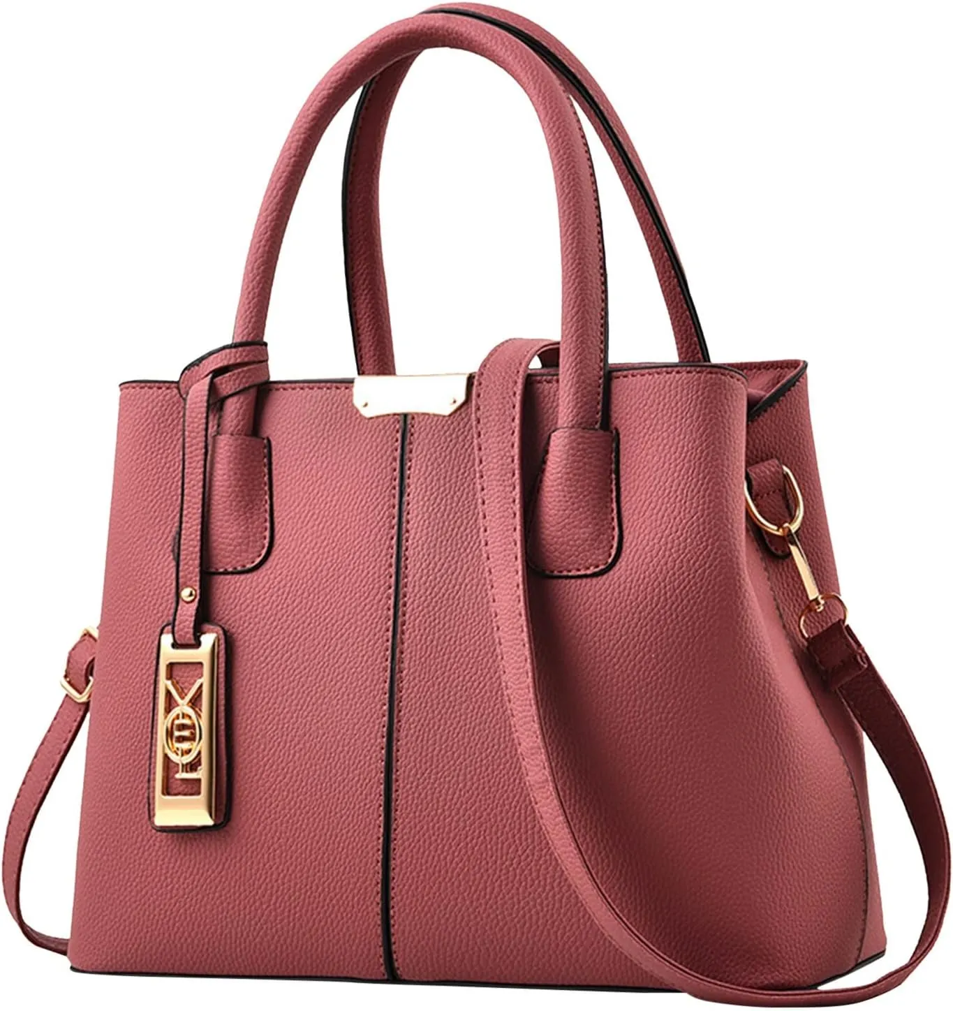FZVYD Purple Purses for Women,Women Top Handle Satchel Handbag Leather Classic Crossbody Bag Fashion Ladies Elegant Shoulder Bag Tote Purse 2024 Pink-b