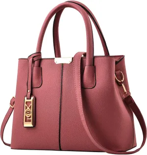 FZVYD Purple Purses for Women,Women Top Handle Satchel Handbag Leather Classic Crossbody Bag Fashion Ladies Elegant Shoulder Bag Tote Purse 2024 Pink-b