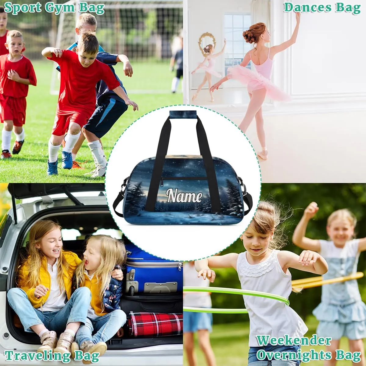 Galaxy Star Custom Name Sport Duffel Bag Dance Bag for Girls Teens Personalized Ballet Bag Gift for Birthday Christmas Helloween